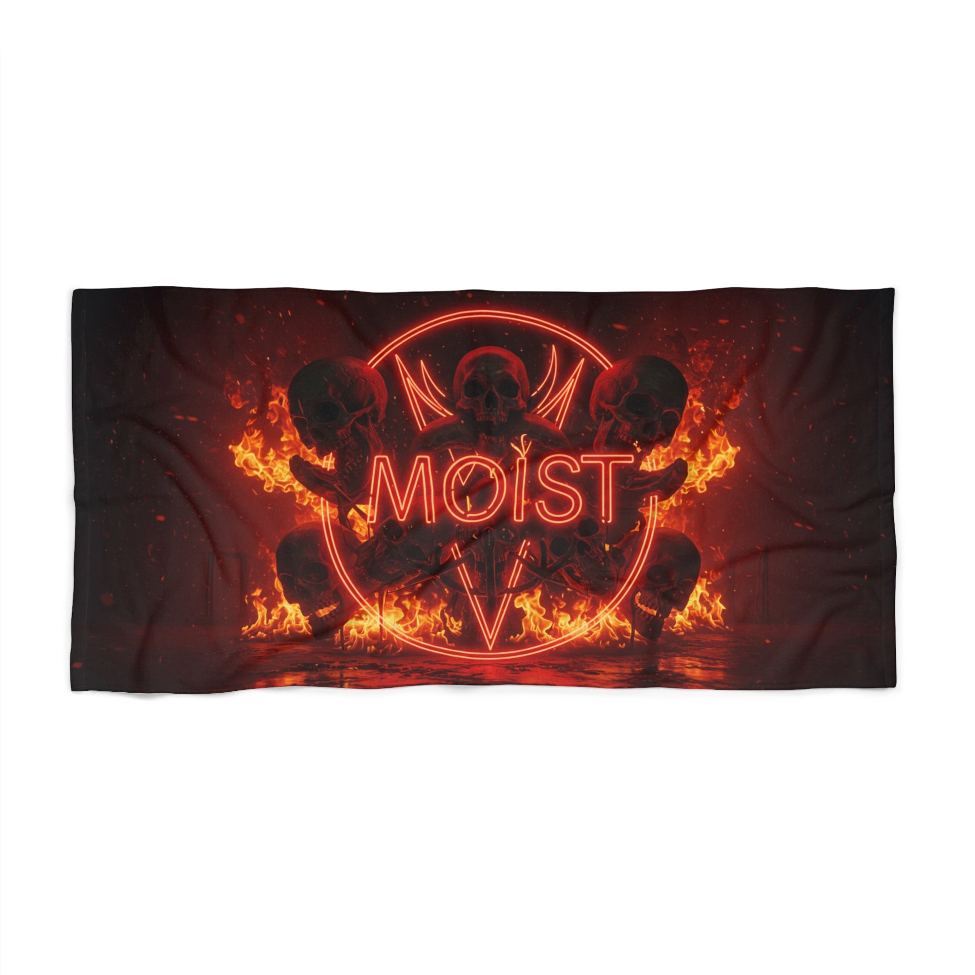 “MOIST” Skull Beach Towel – Bold, Funny Gift for Rebels, Beach Goths &amp; Chaos-Loving Sunbathers