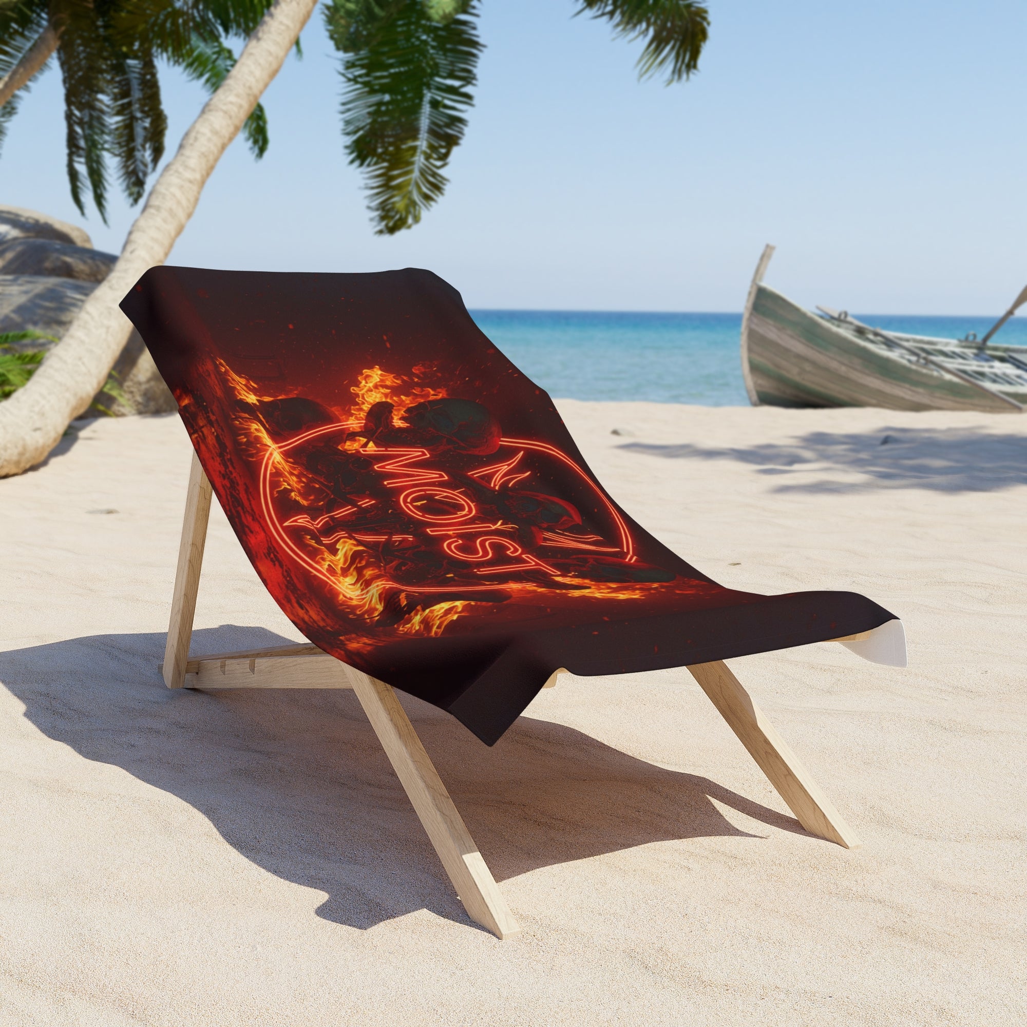 “MOIST” Skull Beach Towel – Bold, Funny Gift for Rebels, Beach Goths &amp; Chaos-Loving Sunbathers